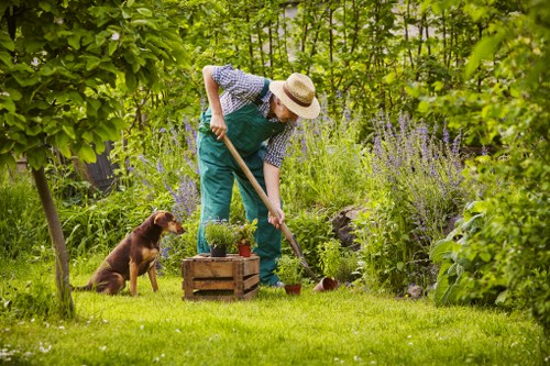 Gardening team arriving with protective gear in Bethnal Green